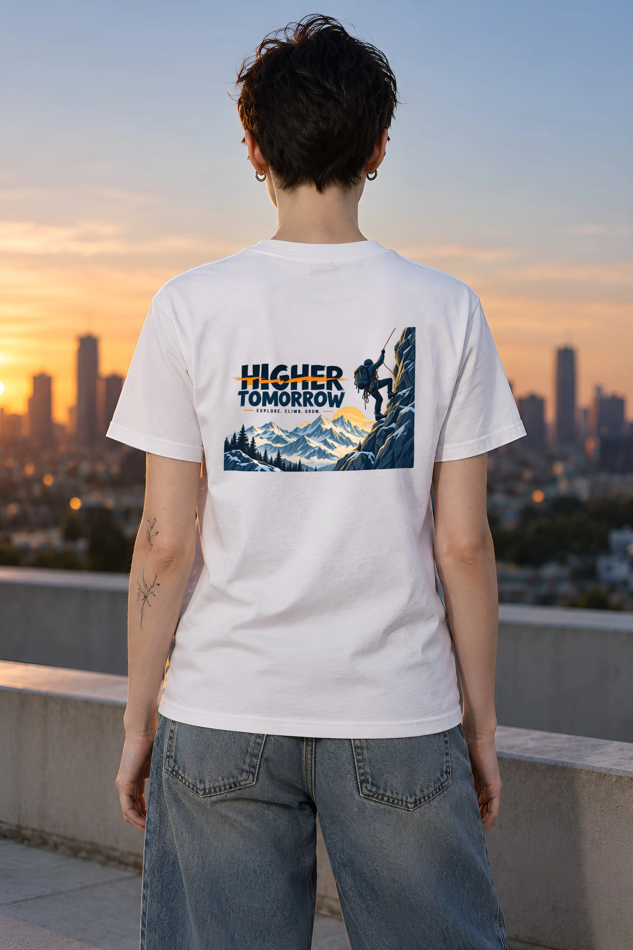 "Higher Tomorrow" Heavyweight Unisex Crewneck T-shirt