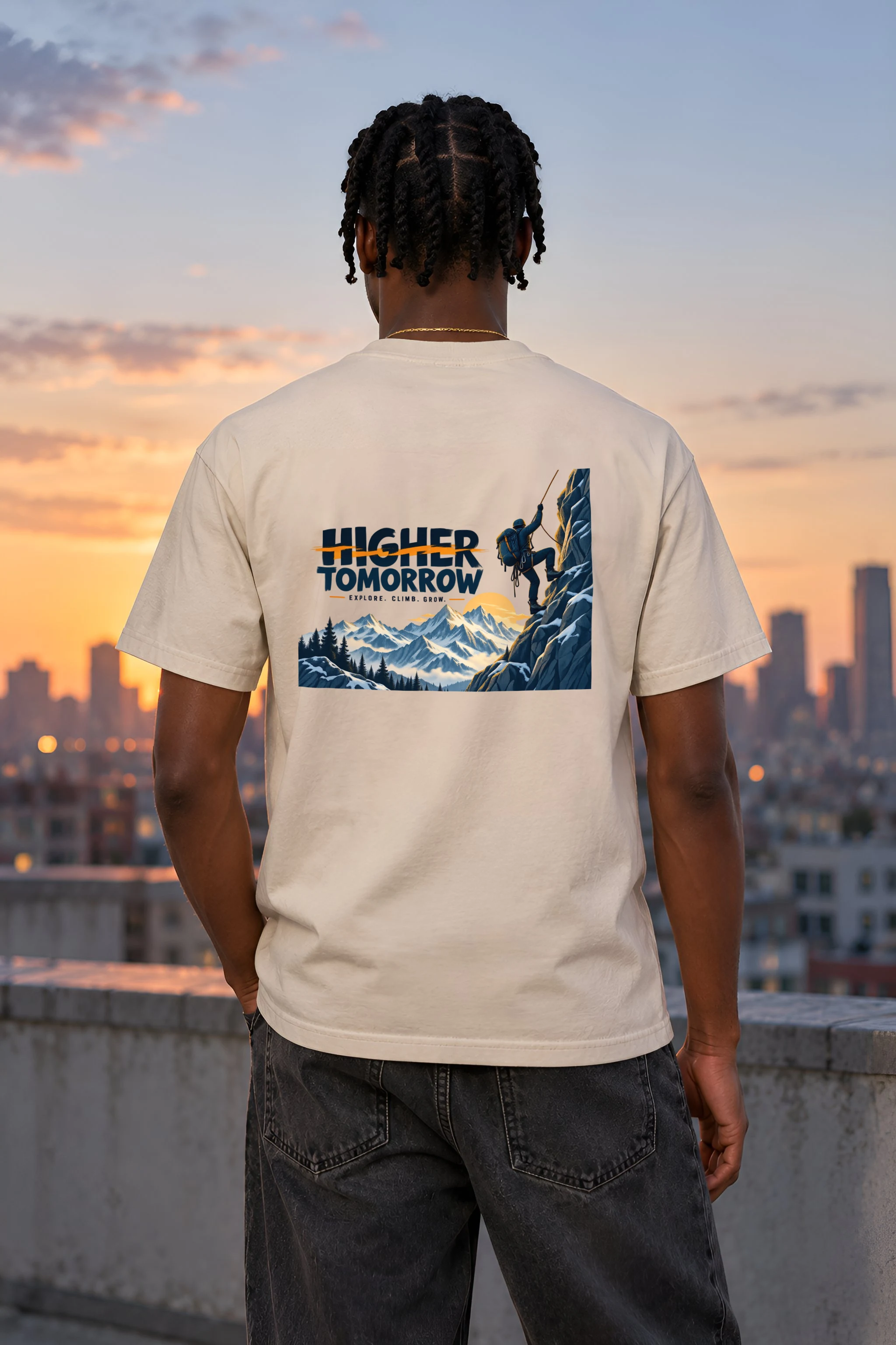 "Higher Tomorrow" Heavyweight Unisex Crewneck T-shirt