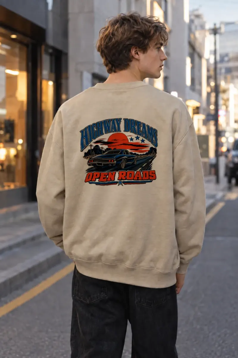 "Highway Dreams" Heavy Blend Unisex Crewneck Sweatshirt | Gildan 18000