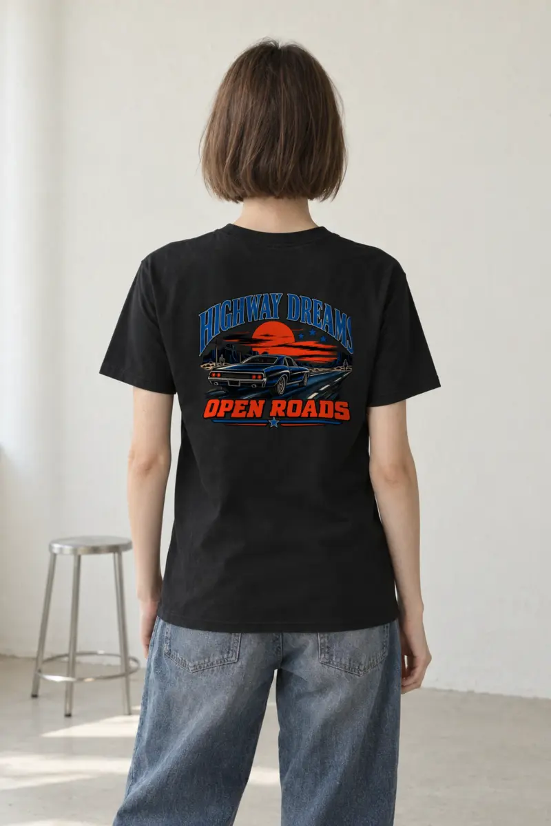 "Highway Dreams" Heavyweight Unisex Crewneck T-shirt