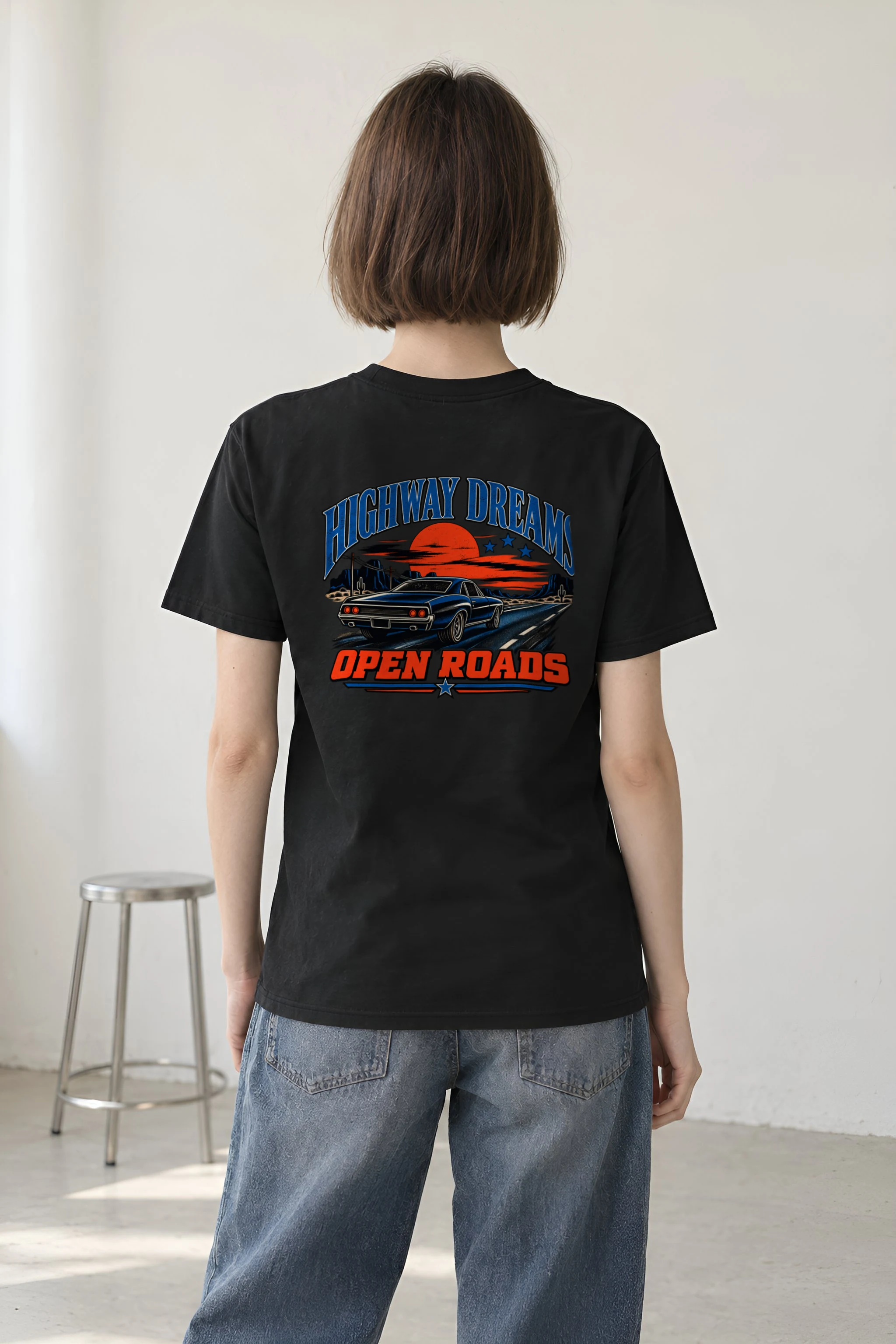 "Highway Dreams" Heavyweight Unisex Crewneck T-shirt