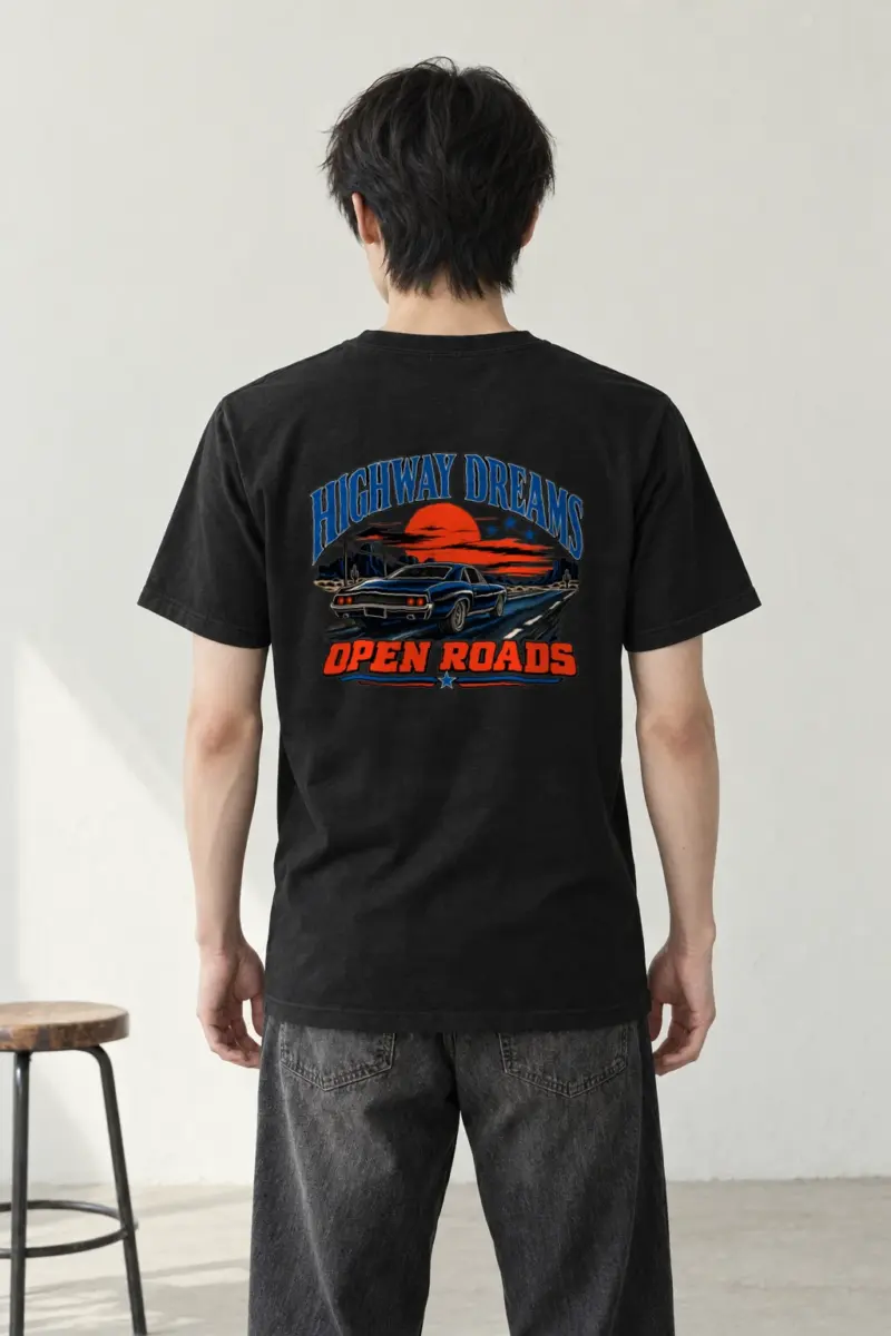 "Highway Dreams" Heavyweight Unisex Crewneck T-shirt | Gildan 5000