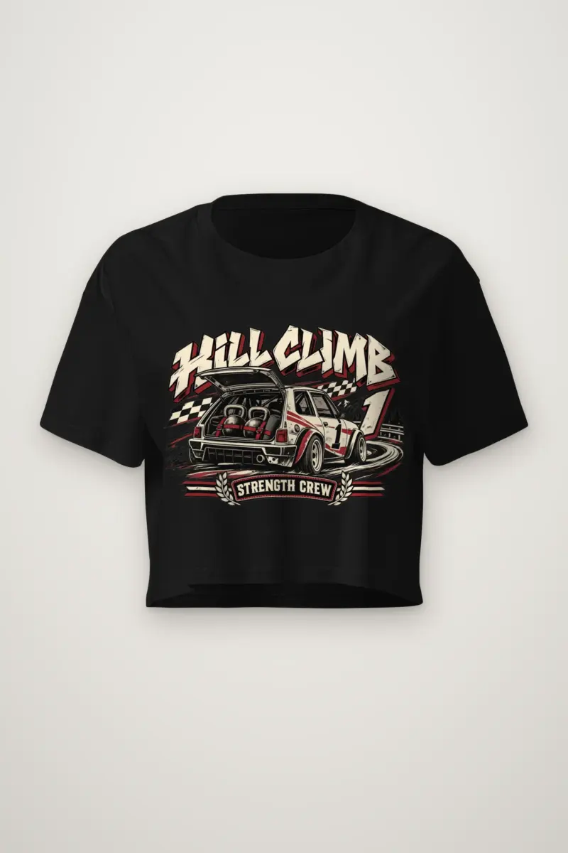 “Hill Climb Strength Crew” Women’s Crop Tee