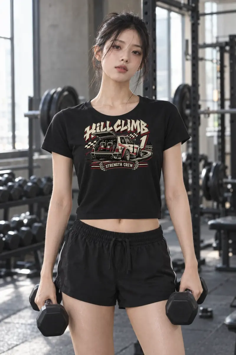 “Hill Climb Strength Crew” Women’s Crop Tee