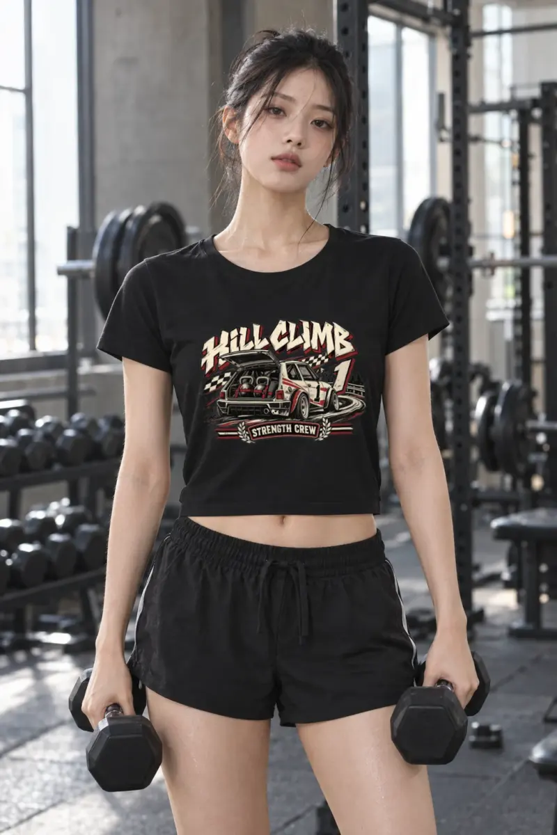 "Hill Climb Strength Crew" Women's Crop Tee