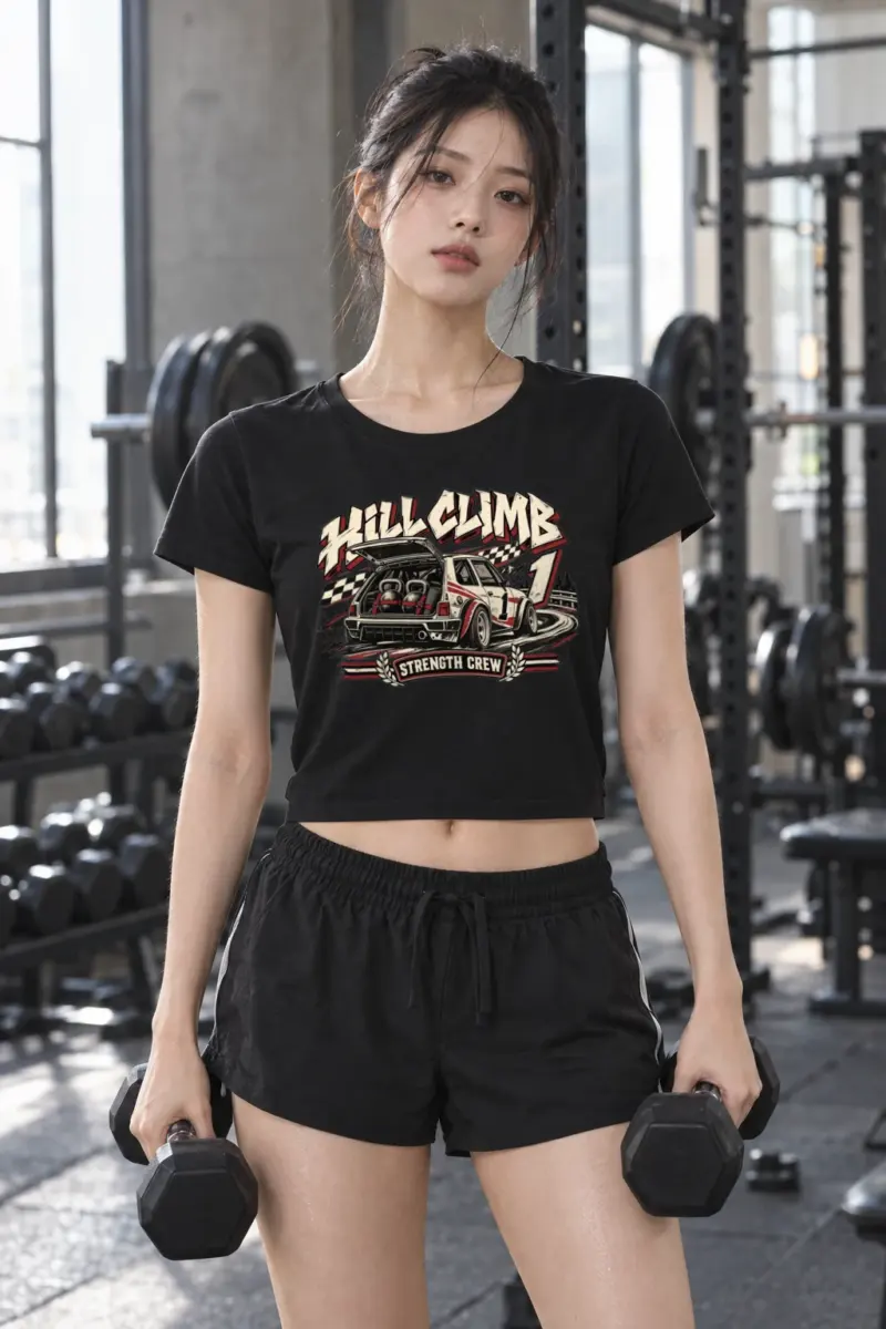 "Hill Climb Strength Crew" Women's Crop Tee