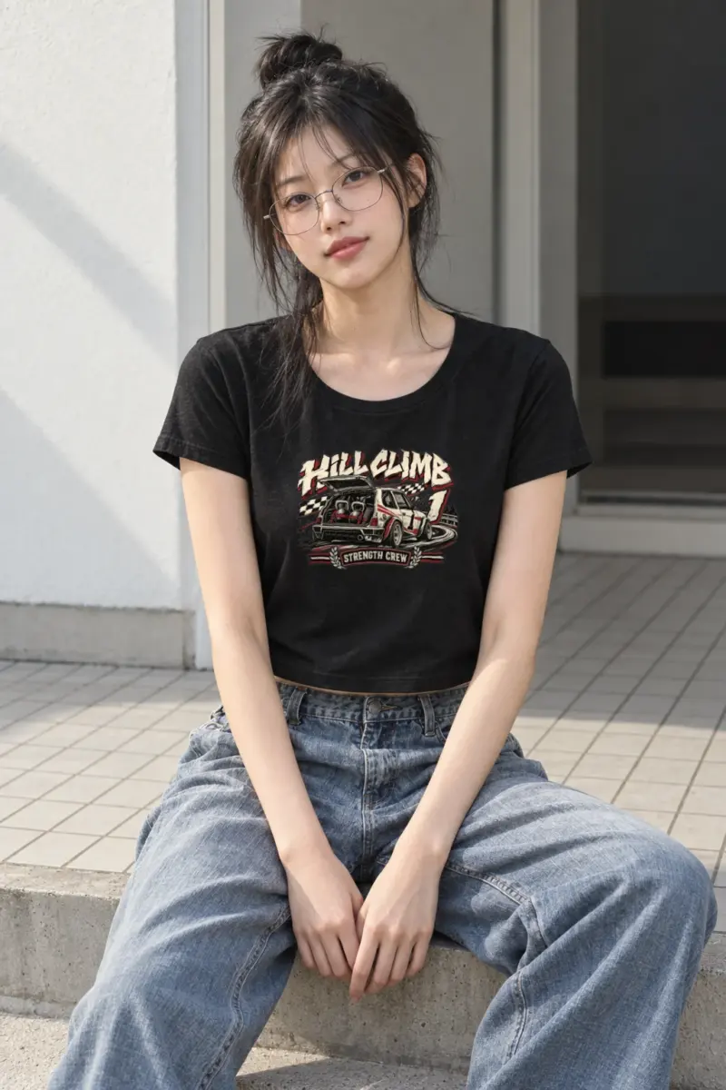 "Hill Climb Strength Crew" Women's Crop Tee