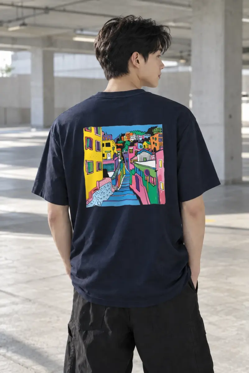 "Hillside Stairway" Heavyweight Unisex Crewneck T-shirt | Gildan 5000