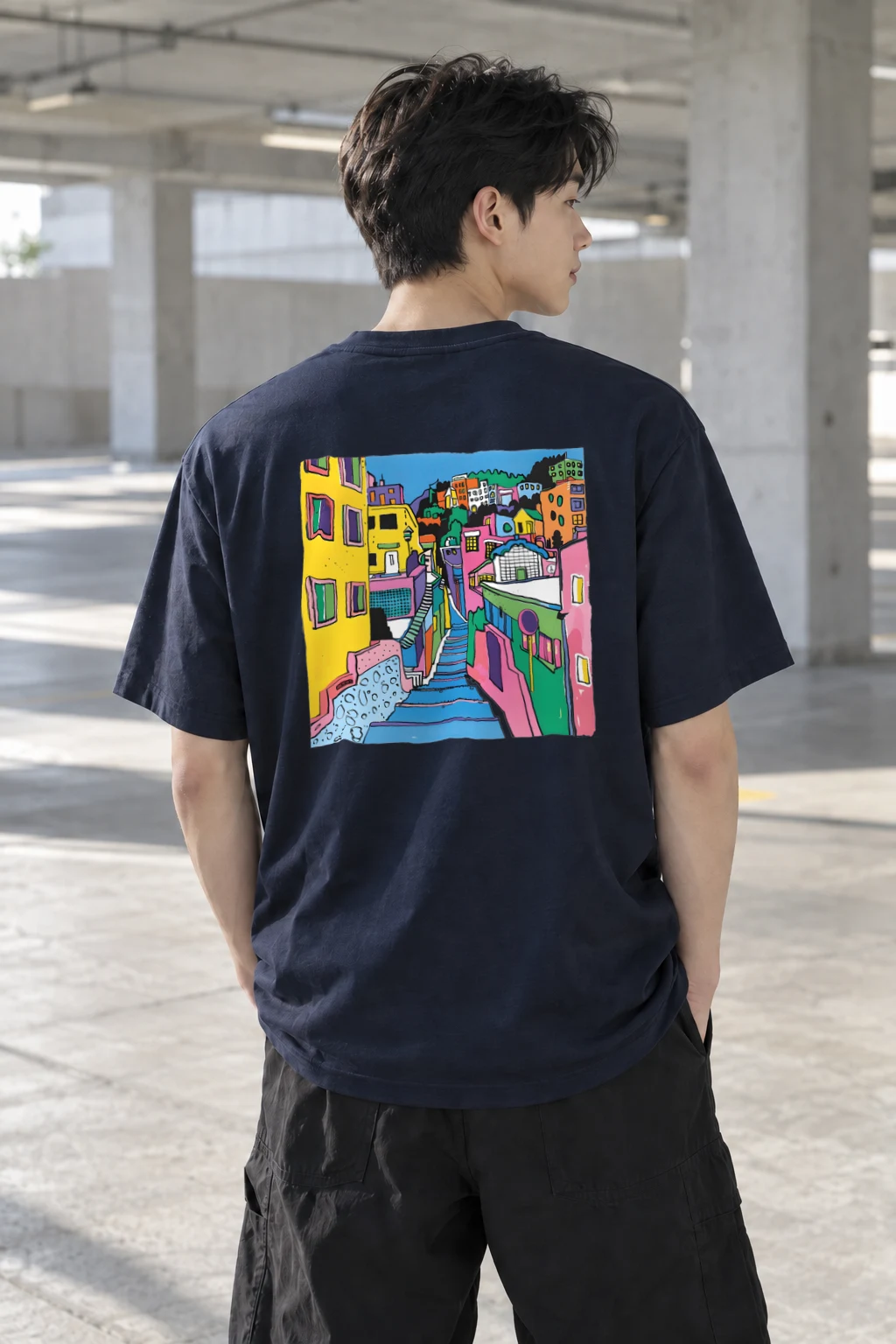 "Hillside Stairway" Heavyweight Unisex Crewneck T-shirt | Gildan 5000