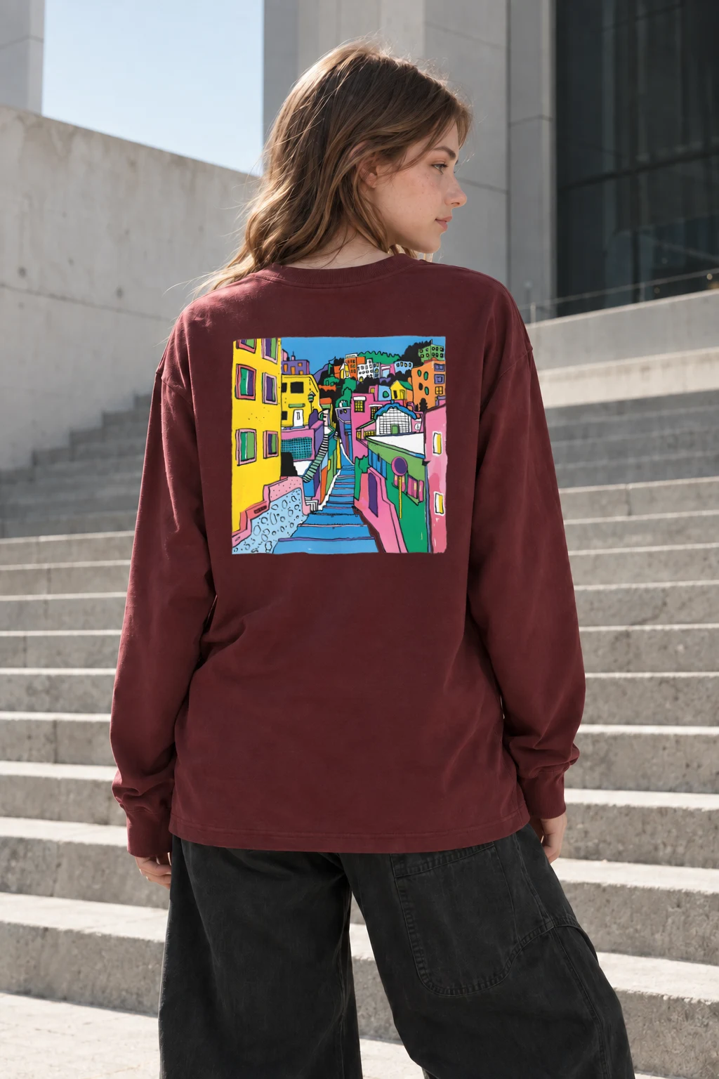 "Hillside Stairway" Unisex Longsleeve T-shirt | Gildan 2400