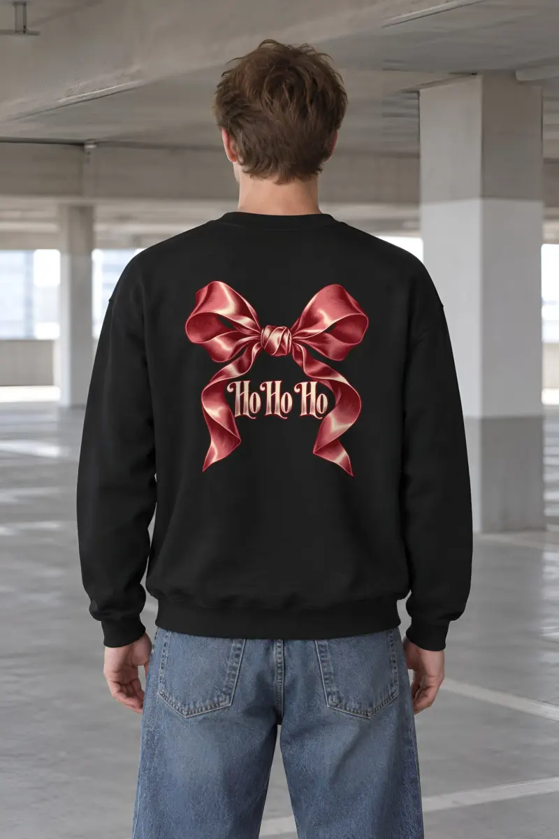 "Ho Ho Ho Ribbon" Heavy Blend Unisex Crewneck Sweatshirt