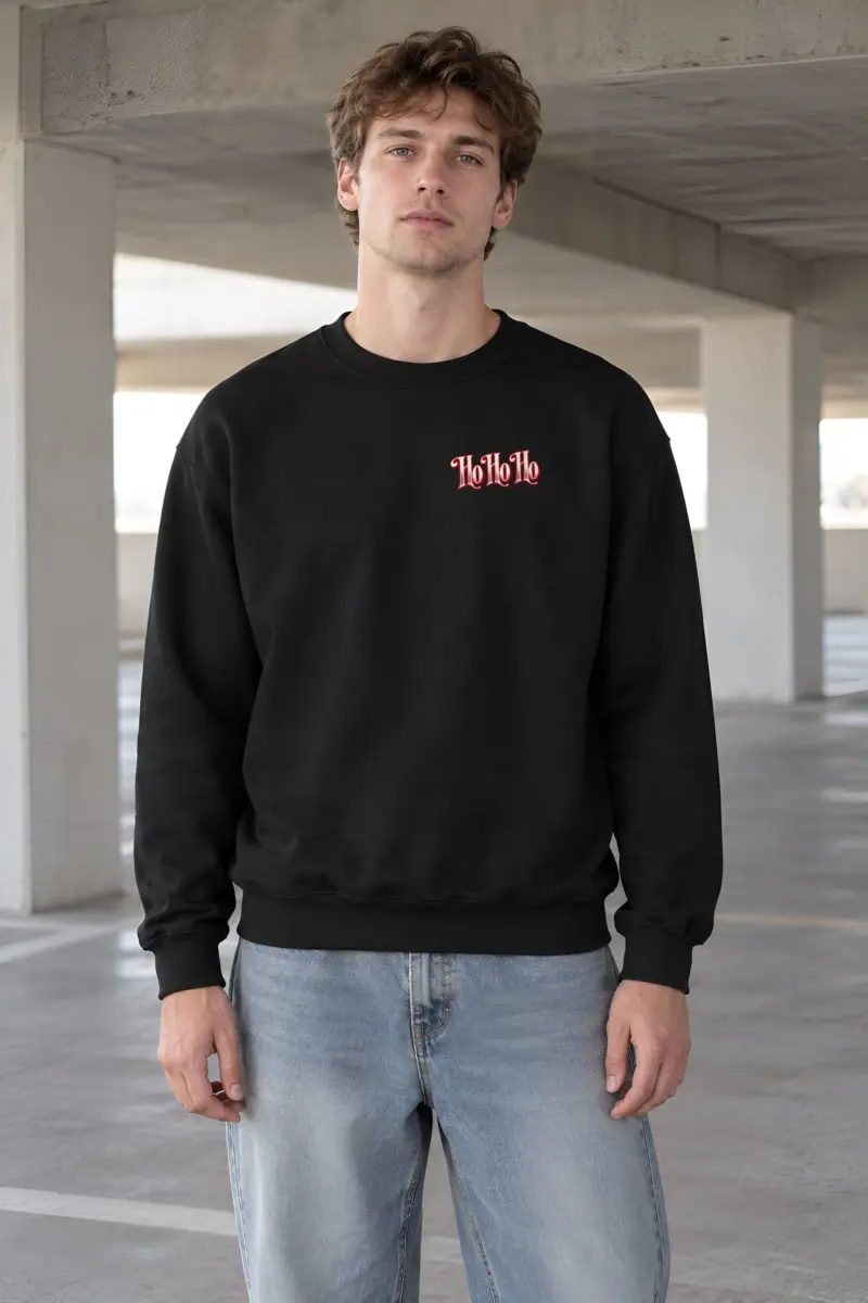 "Ho Ho Ho Ribbon" Heavy Blend Unisex Crewneck Sweatshirt