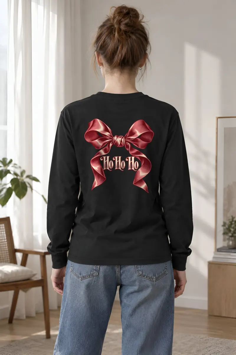 "Ho Ho Ho Ribbon" Unisex Longsleeve T-shirt