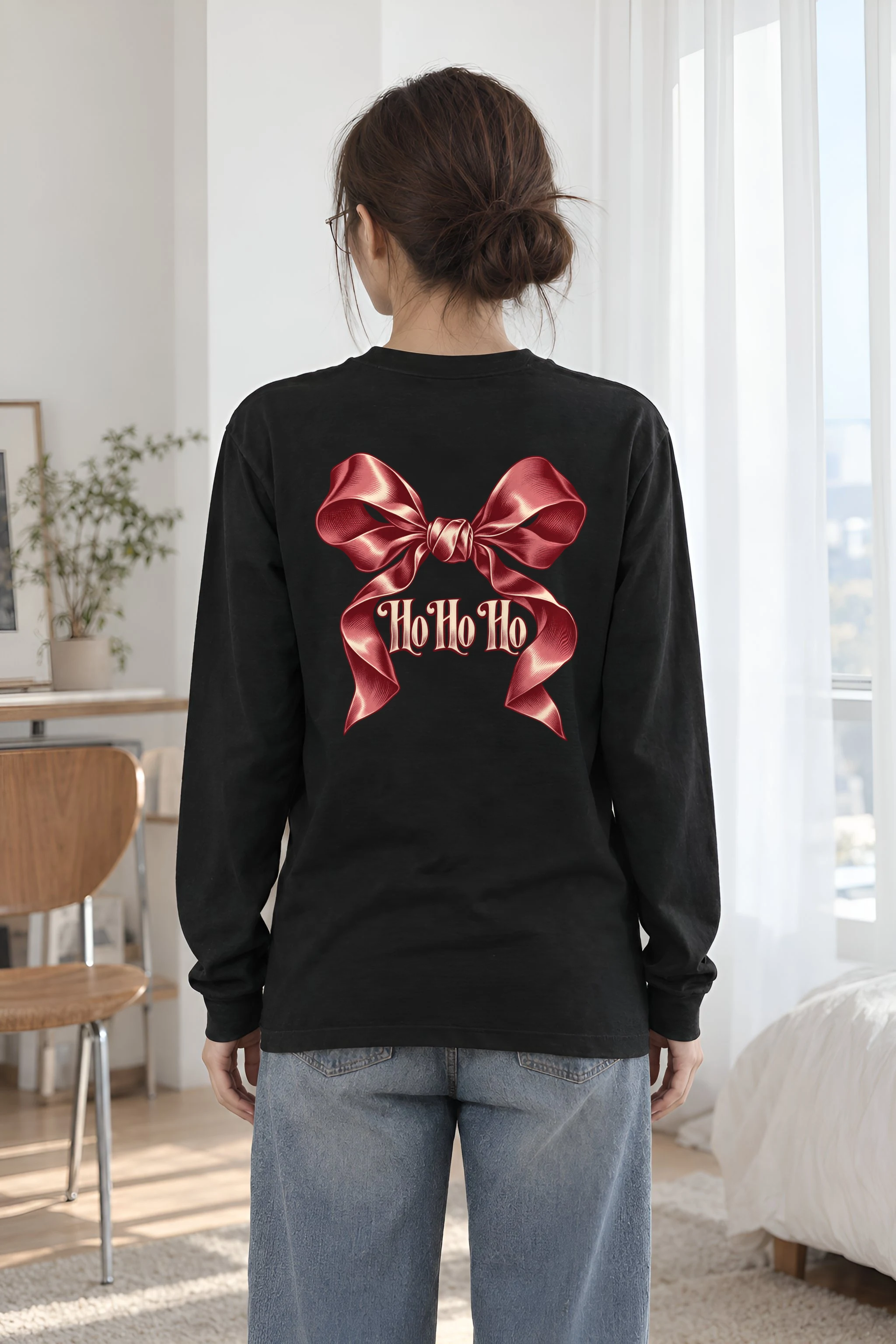 "Ho Ho Ho Ribbon" Unisex Longsleeve T-shirt
