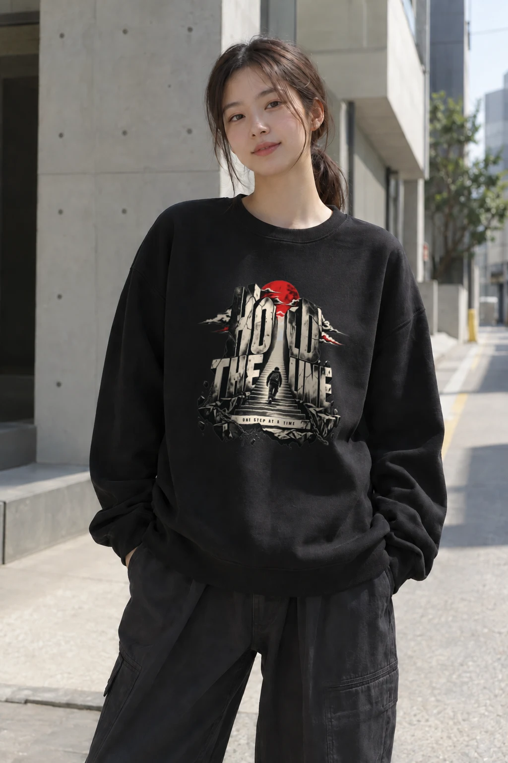 "Hold The Line" Heavy Blend Unisex Crewneck Sweatshirt | Gildan 18000