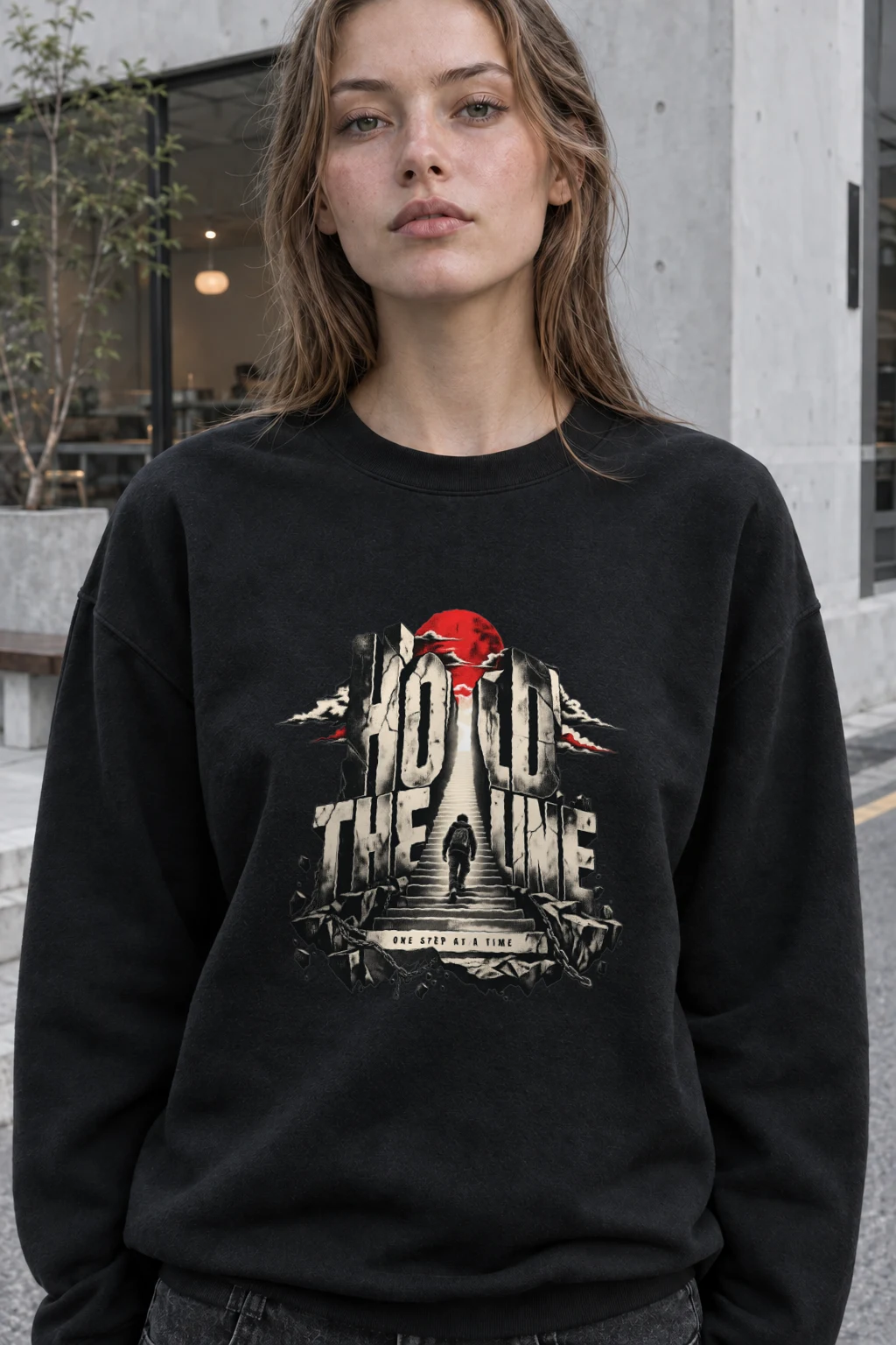 "Hold The Line" Heavy Blend Unisex Crewneck Sweatshirt | Gildan 18000