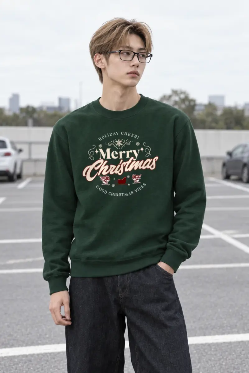 "Holiday Cheer Reindeer" Heavy Blend Unisex Crewneck Sweatshirt