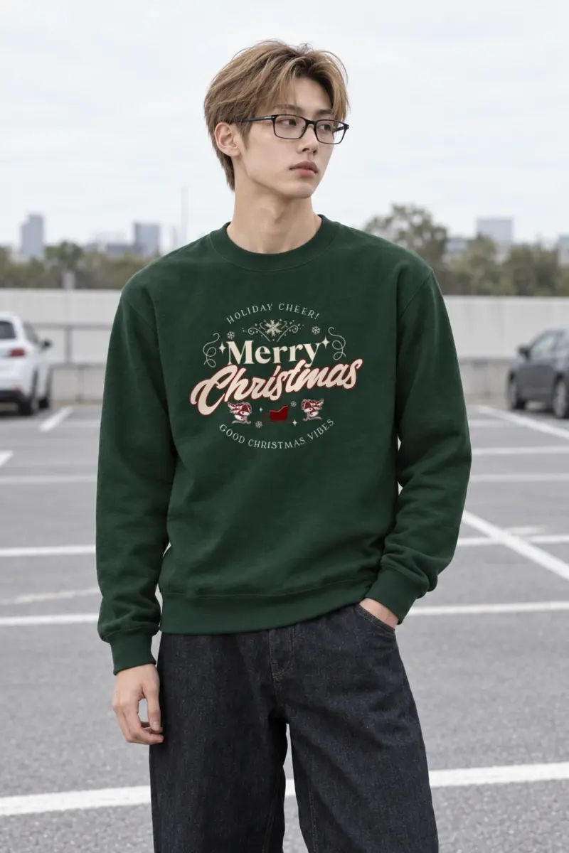 "Holiday Cheer Reindeer" Heavy Blend Unisex Crewneck Sweatshirt
