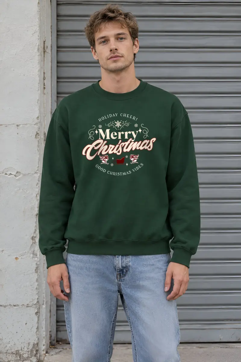"Holiday Cheer Reindeer" Heavy Blend Unisex Crewneck Sweatshirt