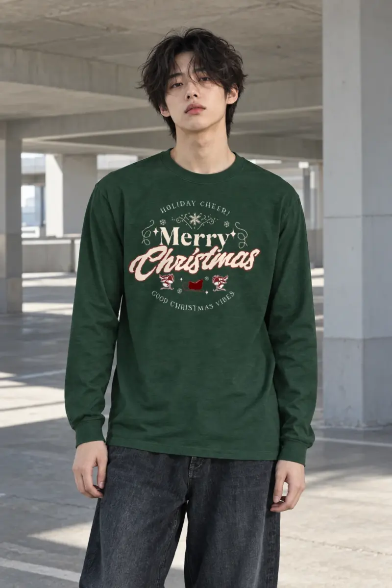 "Holiday Cheer Reindeer" Unisex Longsleeve T-shirt | Gildan 2400