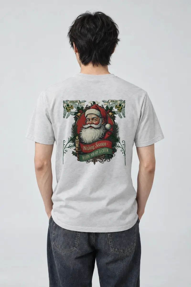 "Holly Jolly Santa" Heavyweight Unisex Crewneck T-shirt | Gildan 5000