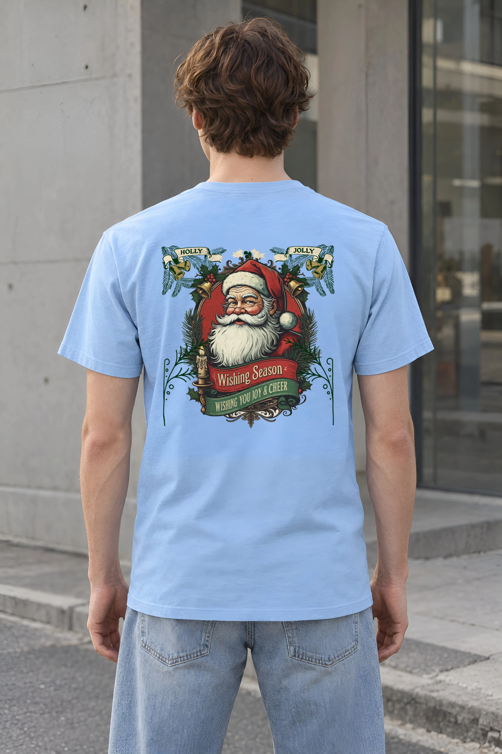 "Holly Jolly Santa" Heavyweight Unisex Crewneck T-shirt