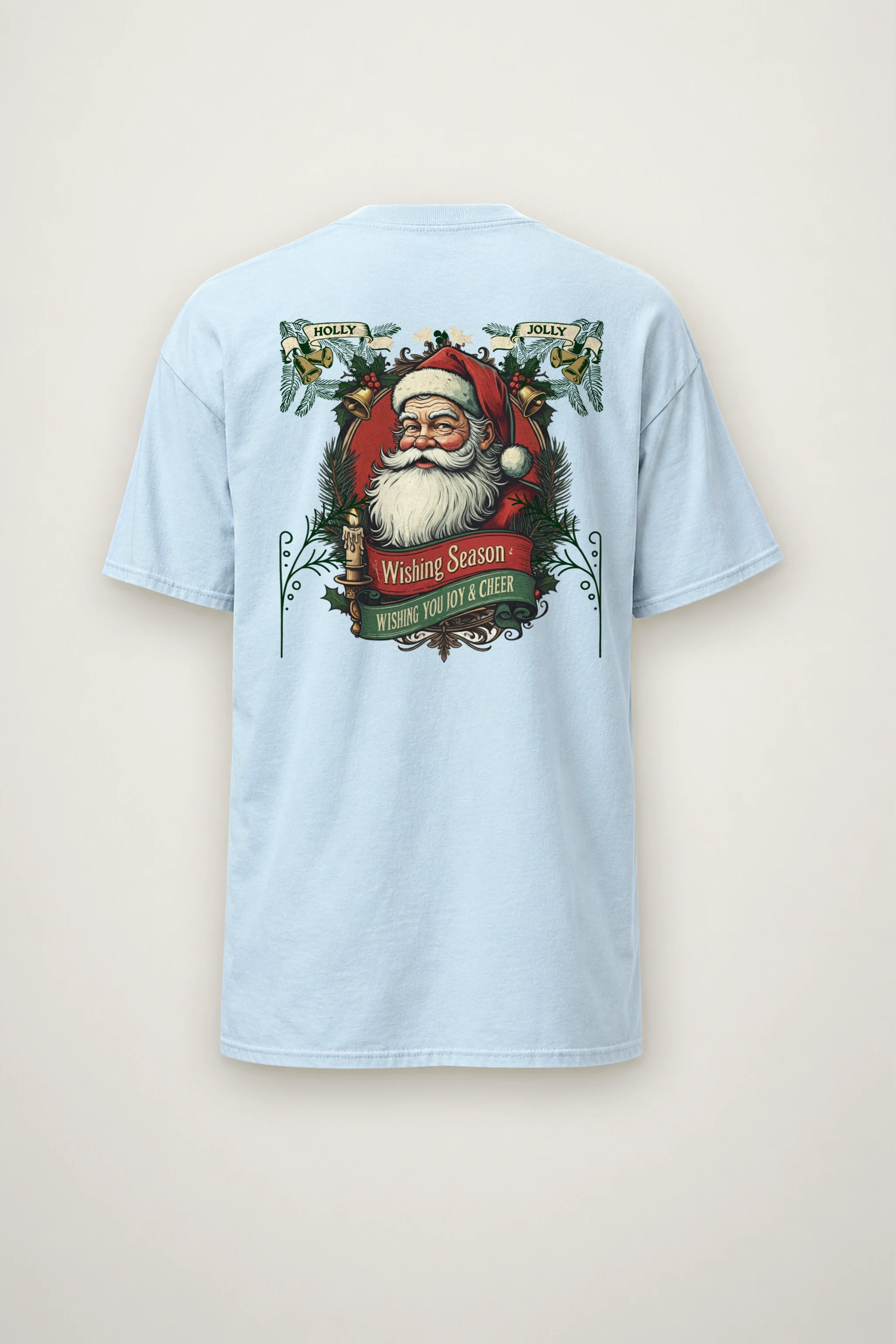 "Holly Jolly Santa" Heavyweight Unisex Crewneck T-shirt