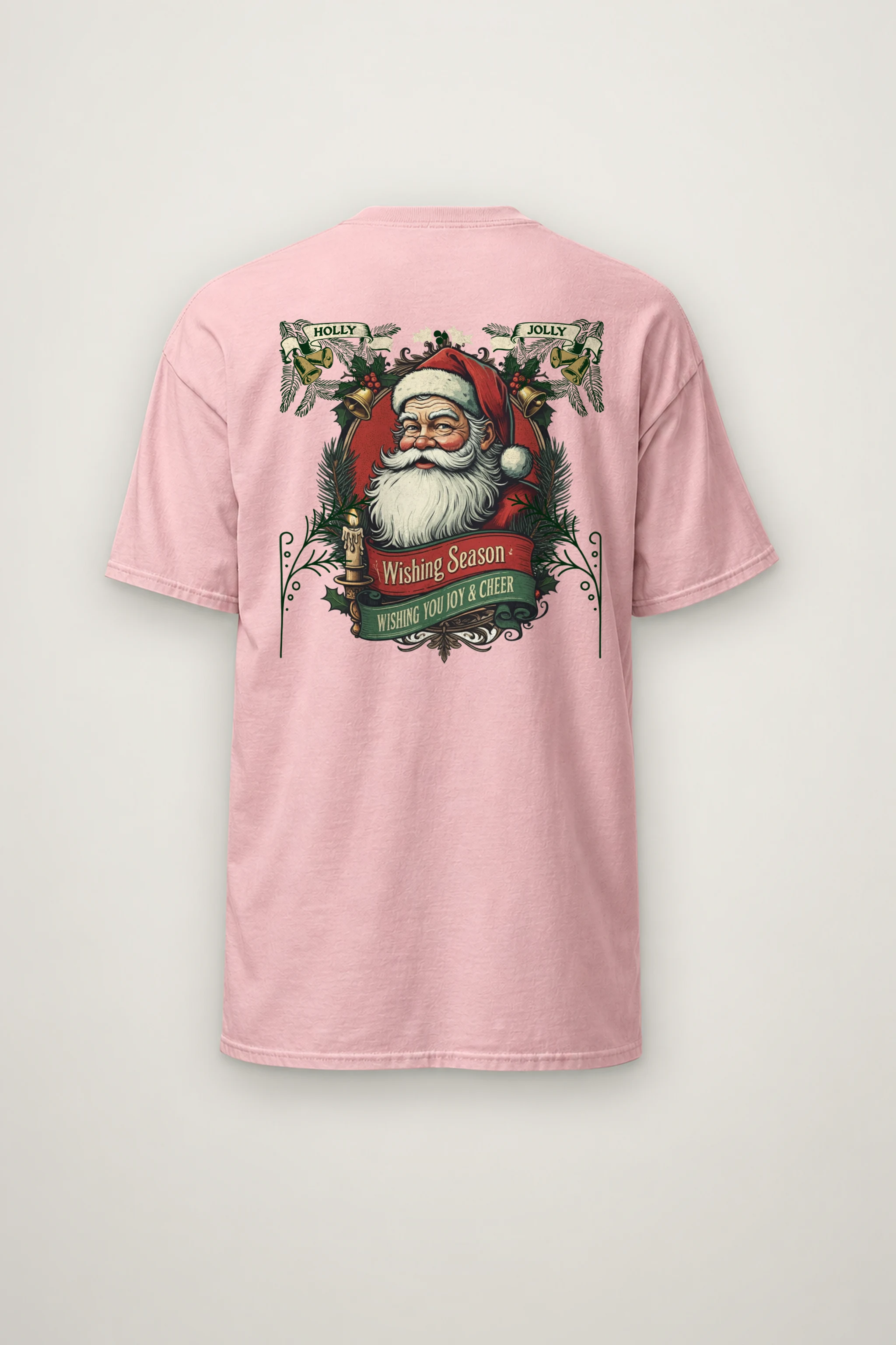 "Holly Jolly Santa" Heavyweight Unisex Crewneck T-shirt