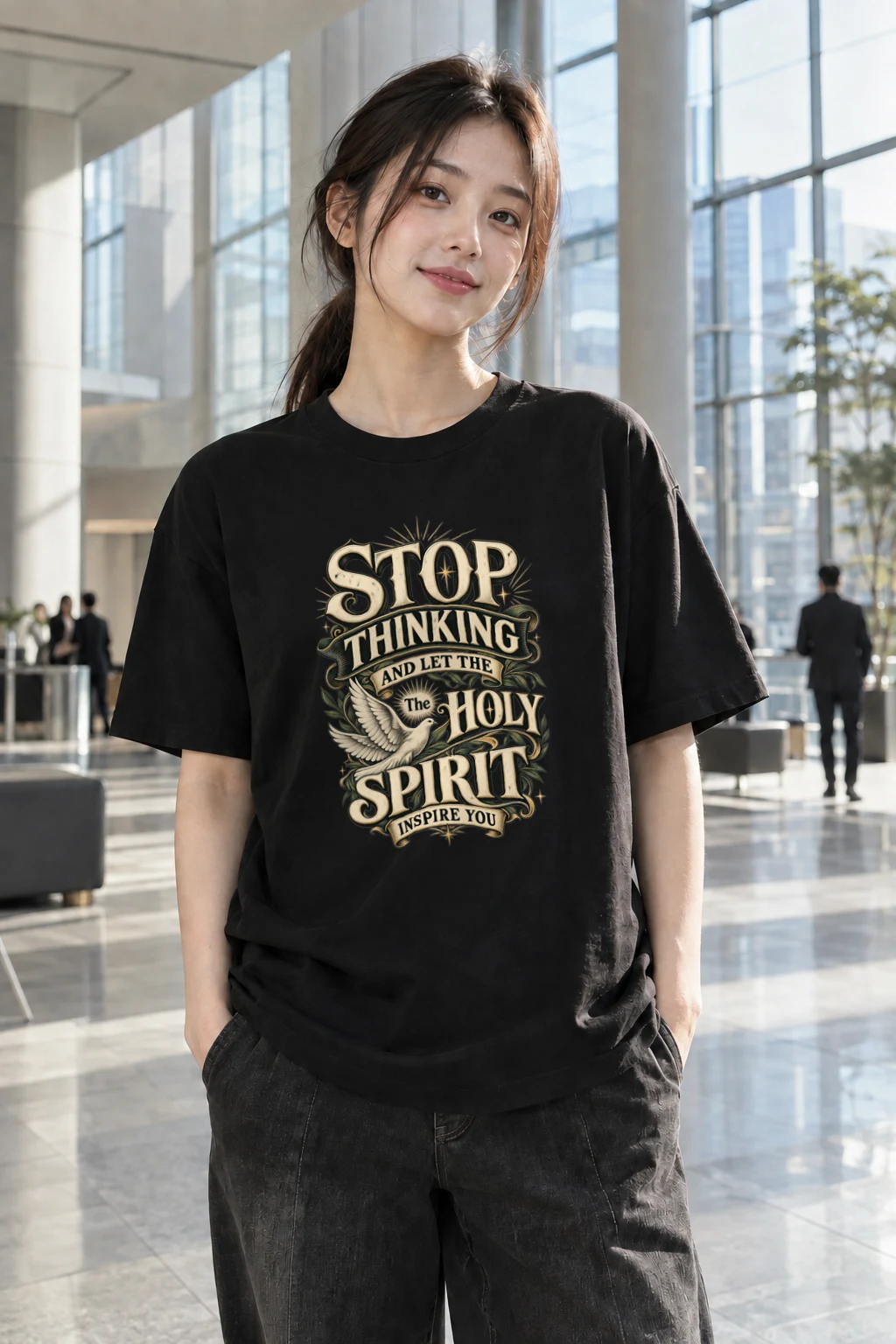 "Holy Spirit Inspire" Heavyweight Unisex Crewneck T-shirt | Gildan 5000