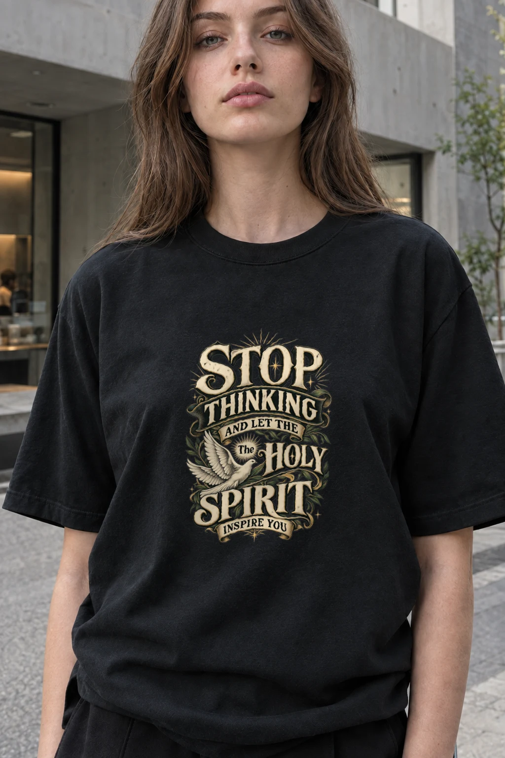 "Holy Spirit Inspire" Heavyweight Unisex Crewneck T-shirt | Gildan 5000