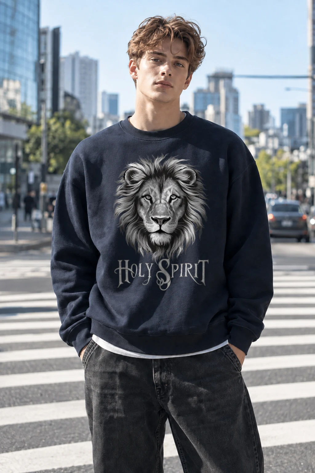 "Holy Spirit Lion" Heavy Blend Unisex Crewneck Sweatshirt | Gildan 18000