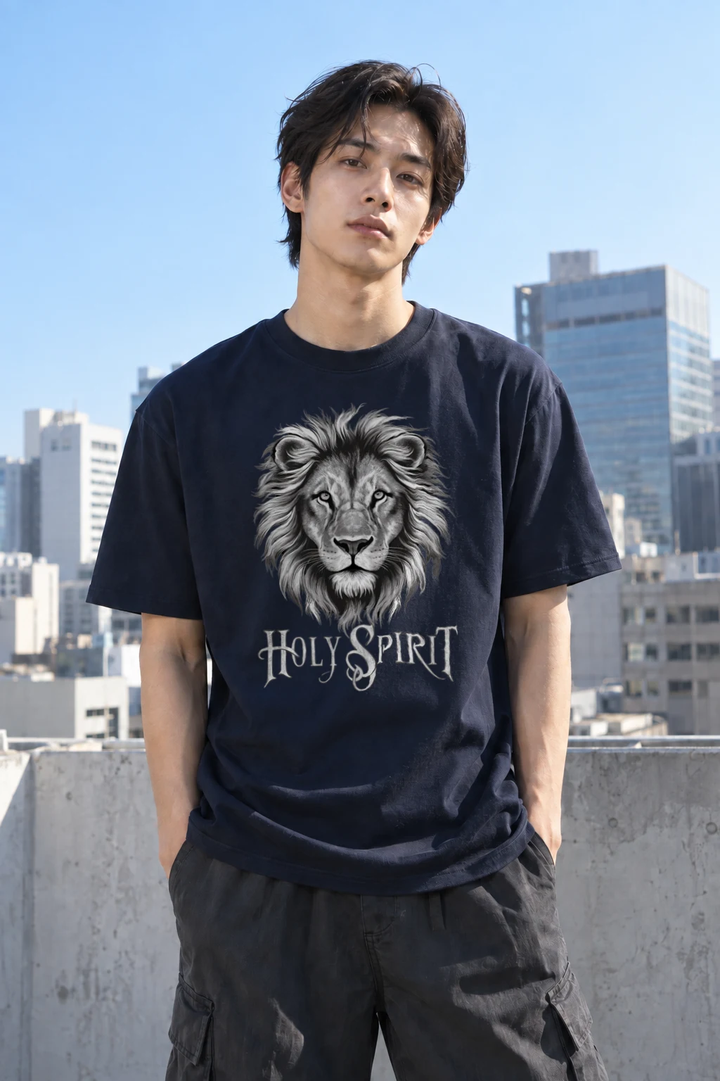 "Holy Spirit Lion" Heavyweight Unisex Crewneck T-shirt | Gildan 5000