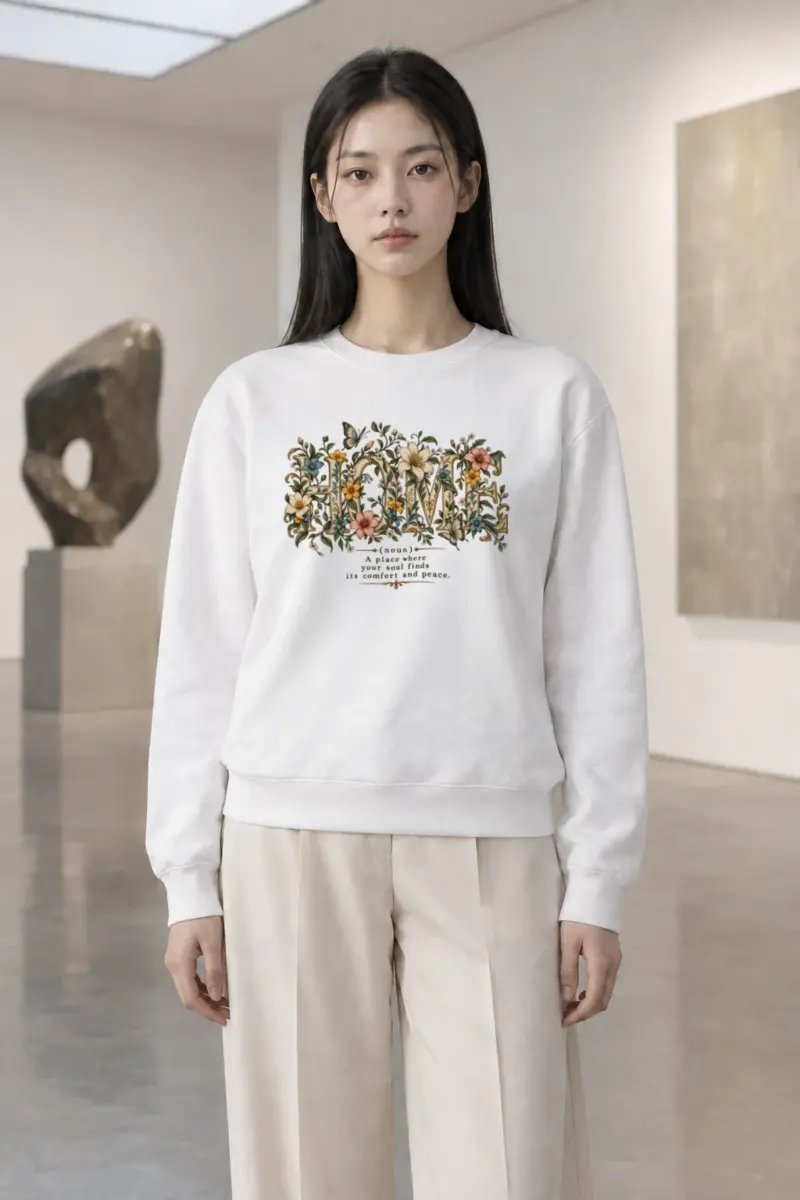 "Home In Bloom" Heavy Blend Unisex Crewneck Sweatshirt | Gildan 18000