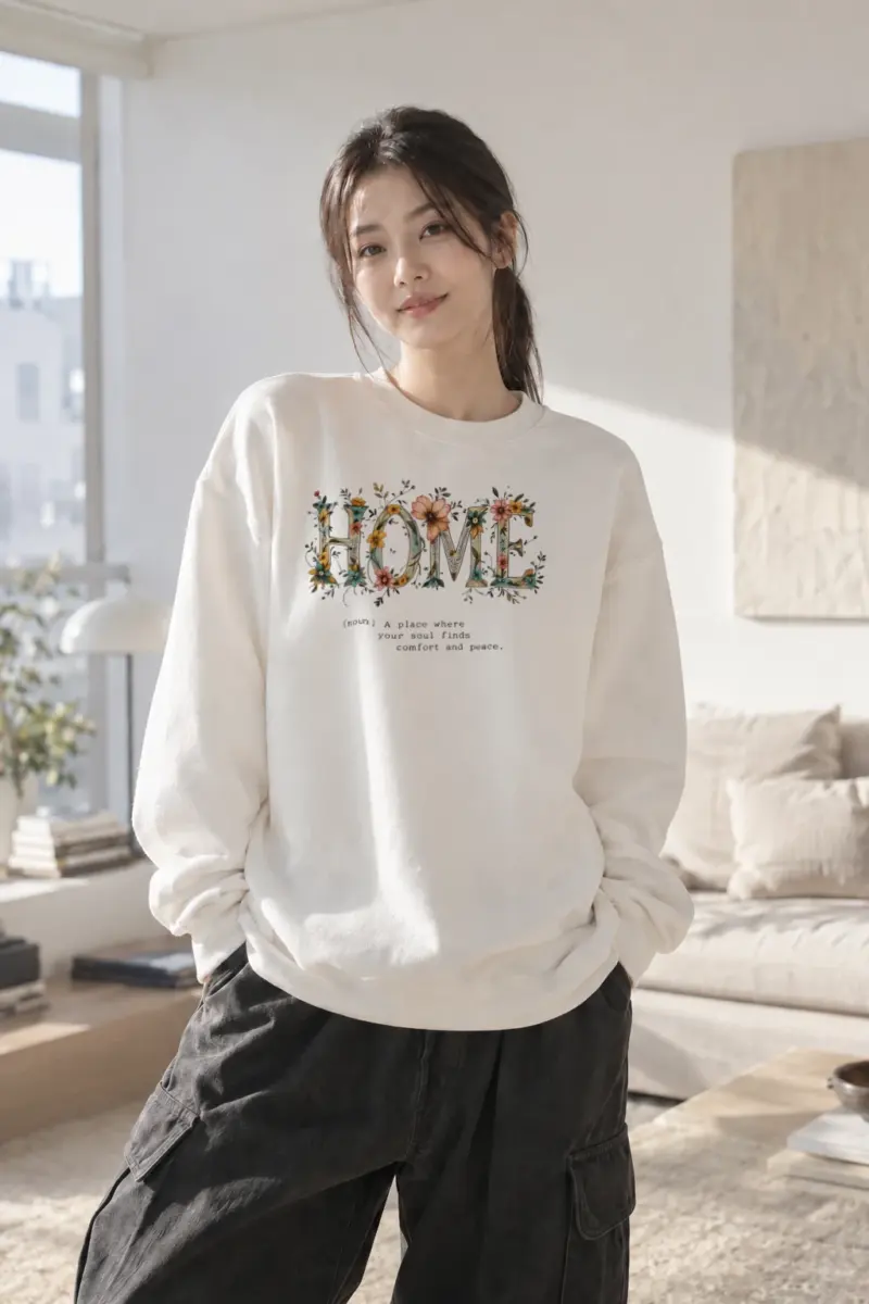 "Home In Bloom" Heavy Blend Unisex Crewneck Sweatshirt | Gildan 18000