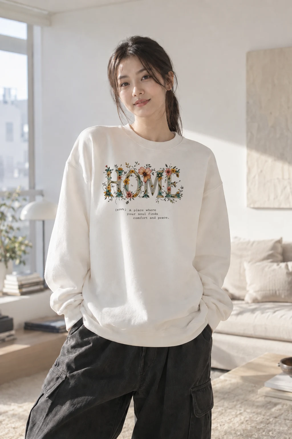 "Home In Bloom" Heavy Blend Unisex Crewneck Sweatshirt | Gildan 18000