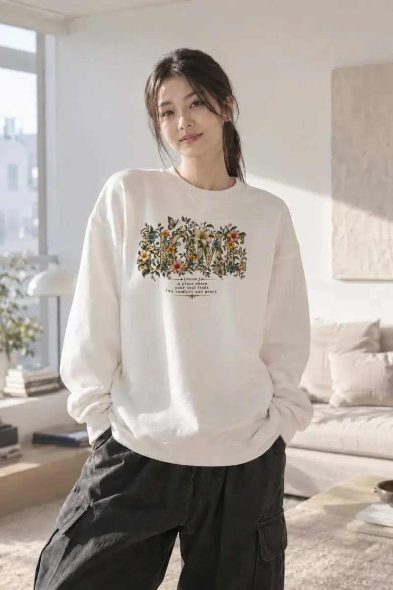 "Home In Bloom" Heavy Blend Unisex Crewneck Sweatshirt | Gildan 18000