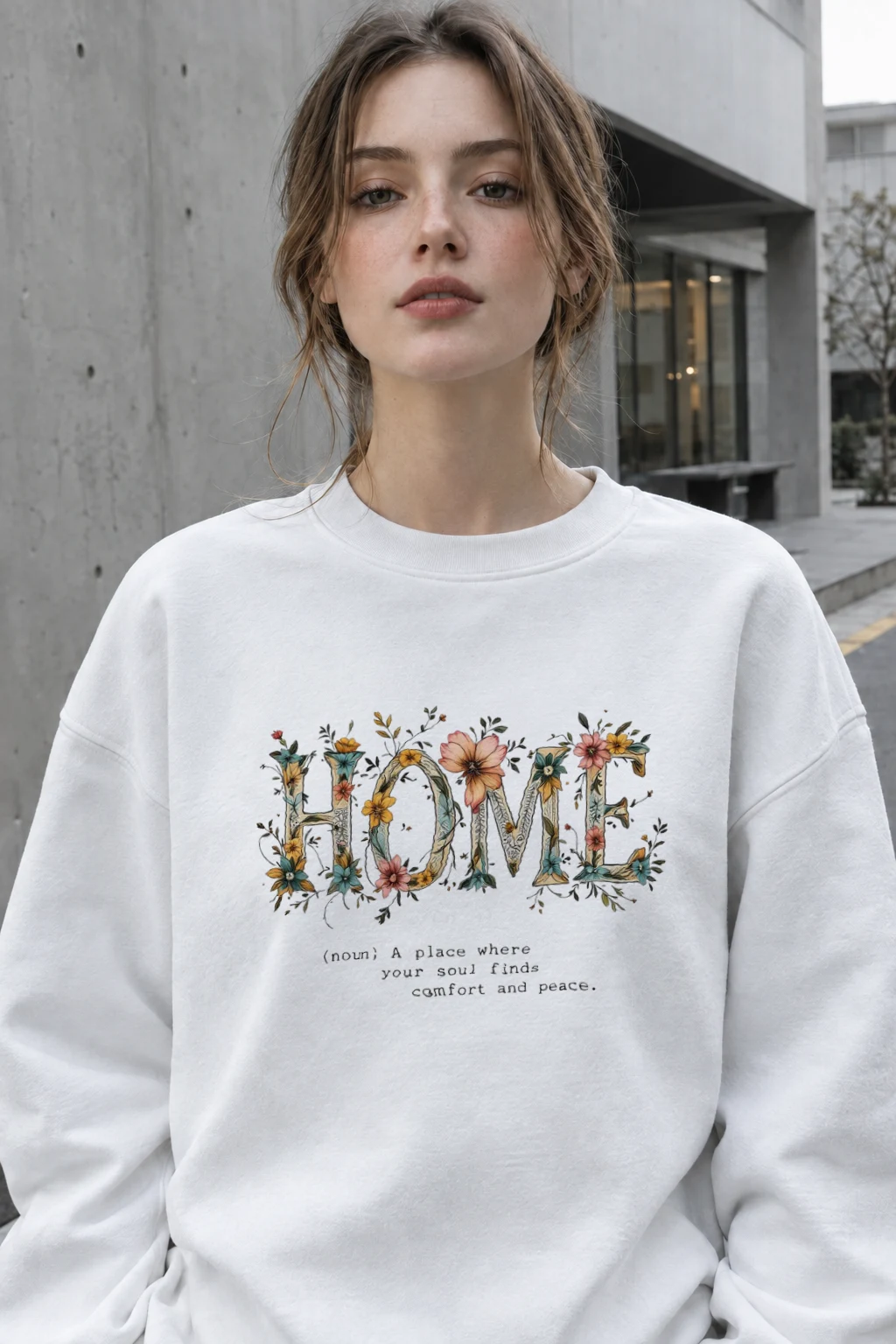 "Home In Bloom" Heavy Blend Unisex Crewneck Sweatshirt | Gildan 18000