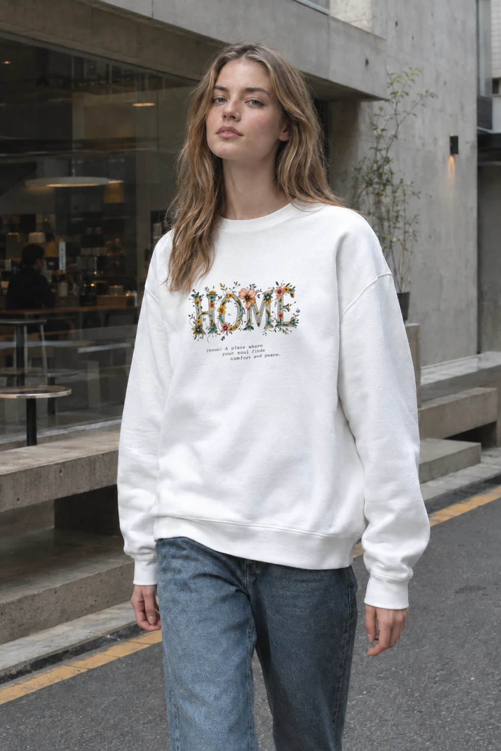 "Home In Bloom" Heavy Blend Unisex Crewneck Sweatshirt | Gildan 18000