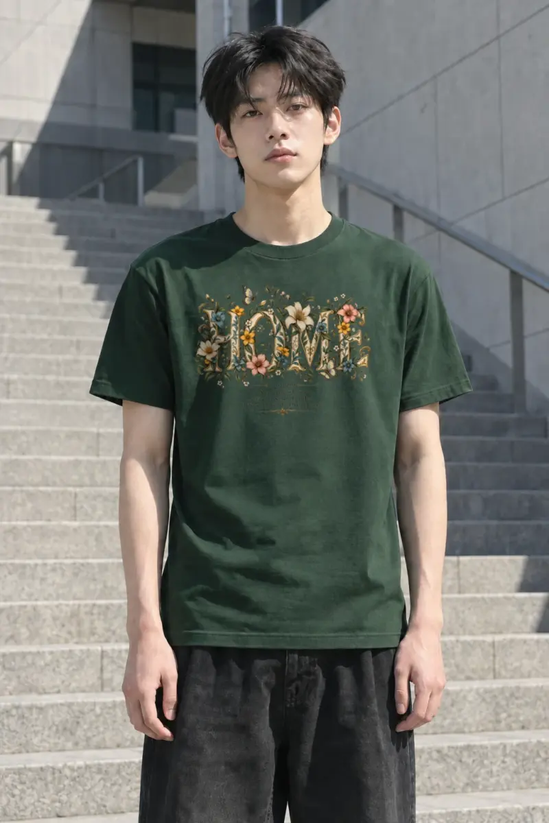 "Home In Bloom" Heavyweight Unisex Crewneck T-shirt