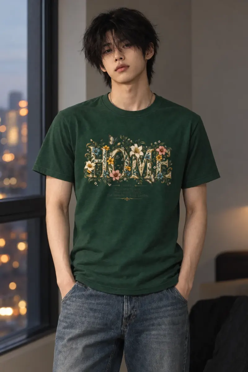 "Home In Bloom" Heavyweight Unisex Crewneck T-shirt