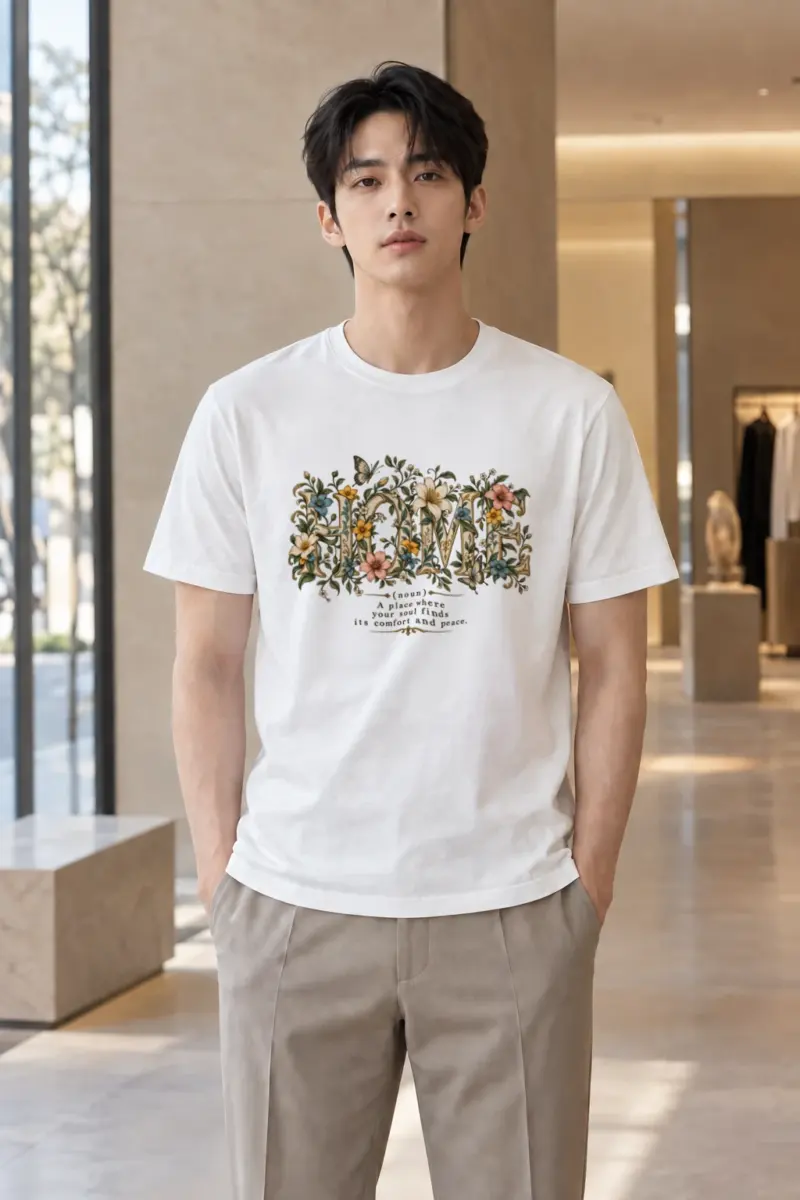 "Home In Bloom" Heavyweight Unisex Crewneck T-shirt | Gildan 5000