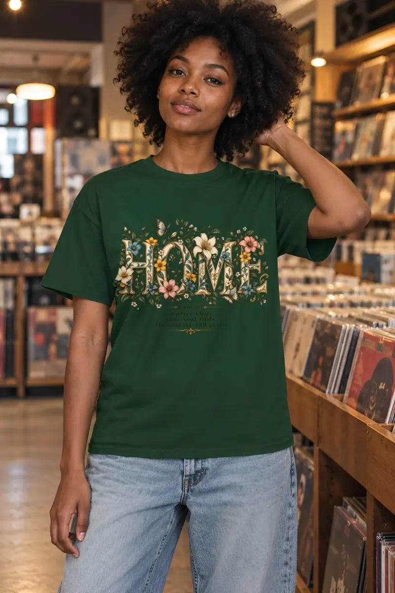 "Home In Bloom" Heavyweight Unisex Crewneck T-shirt