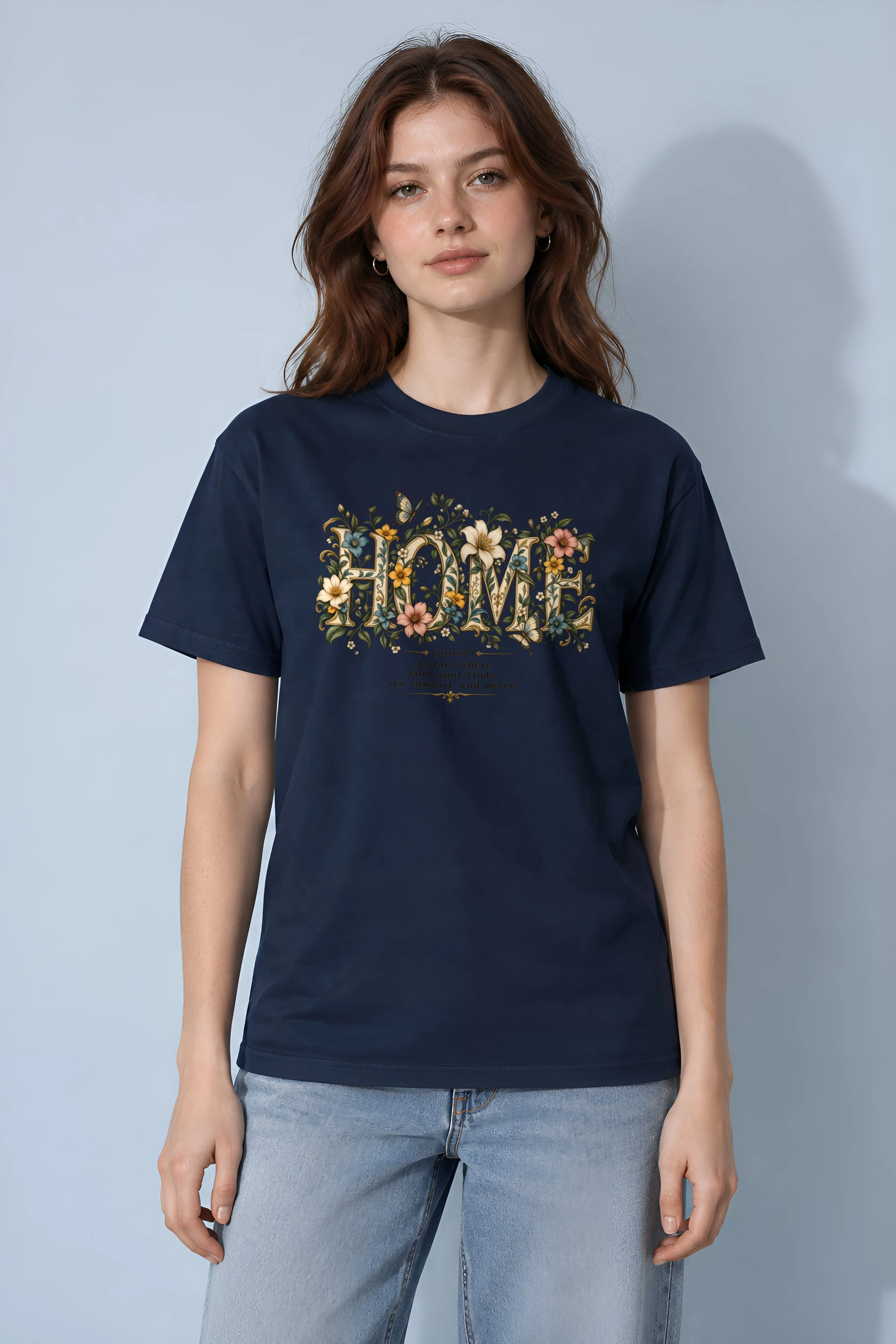 "Home In Bloom" Heavyweight Unisex Crewneck T-shirt