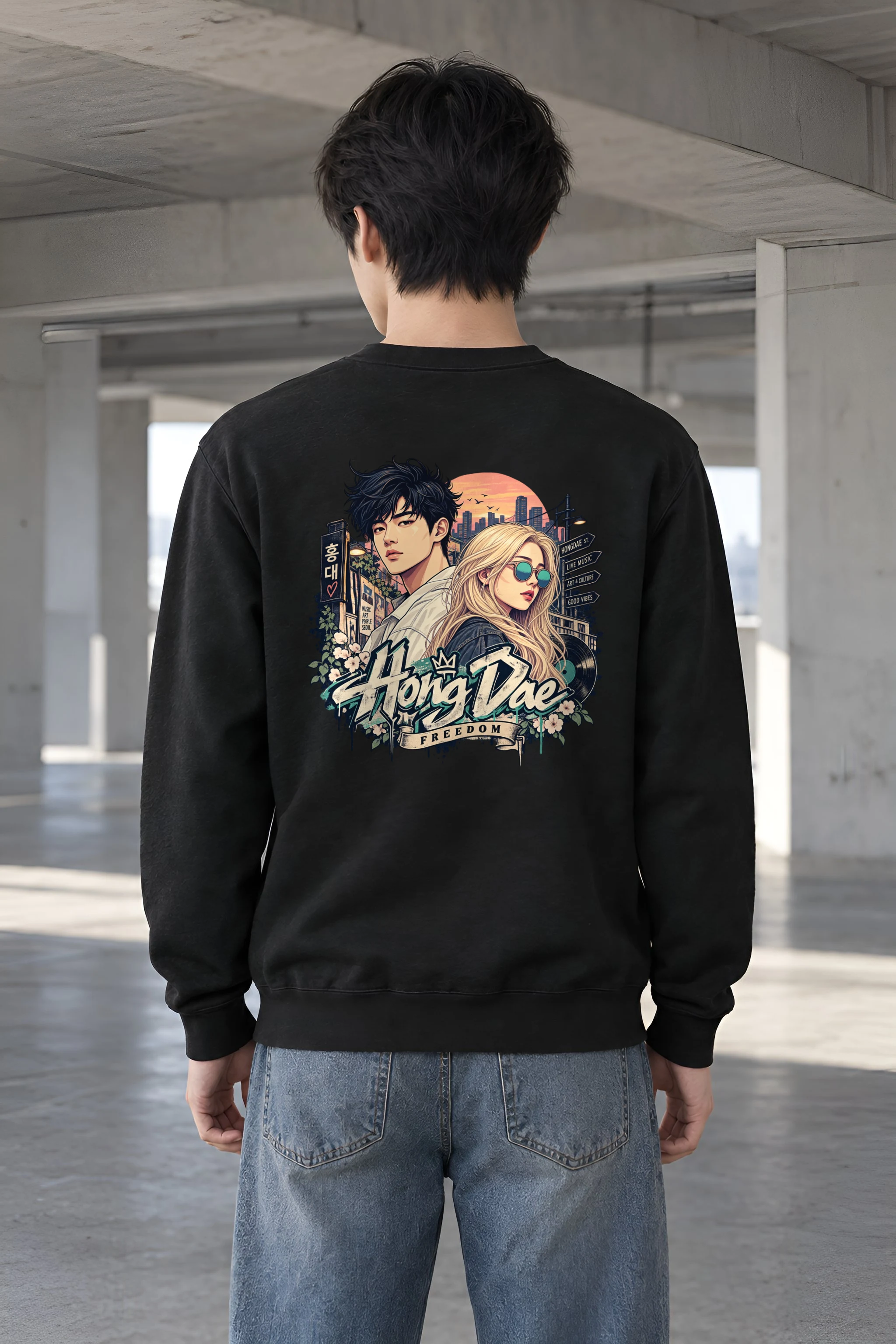 "Hongdae Live Music" Heavy Blend Unisex Crewneck Sweatshirt