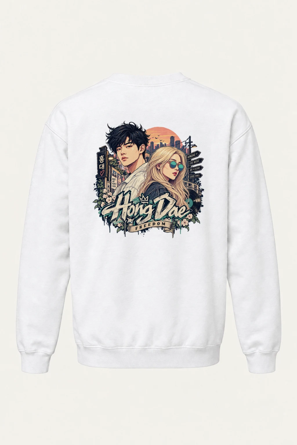 "Hongdae Live Music" Heavy Blend Unisex Crewneck Sweatshirt | Gildan 18000