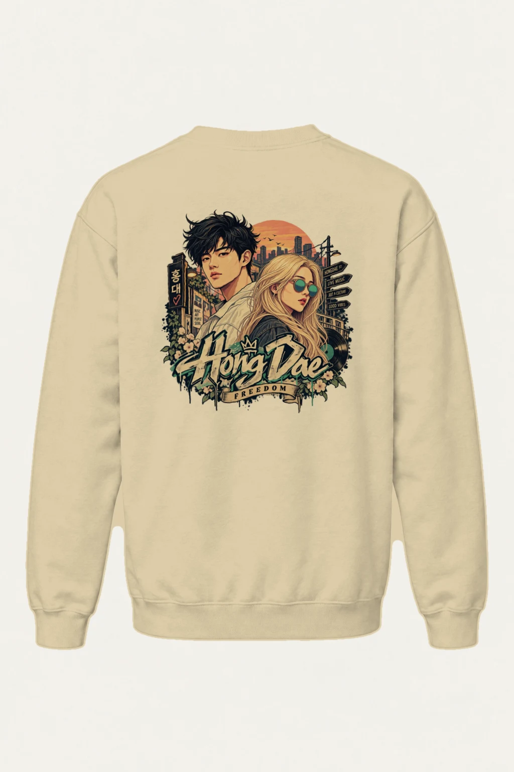 "Hongdae Live Music" Heavy Blend Unisex Crewneck Sweatshirt | Gildan 18000