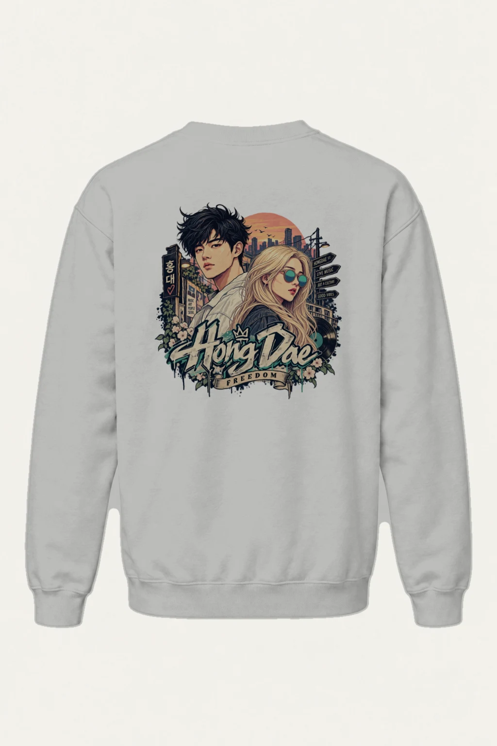 "Hongdae Live Music" Heavy Blend Unisex Crewneck Sweatshirt | Gildan 18000