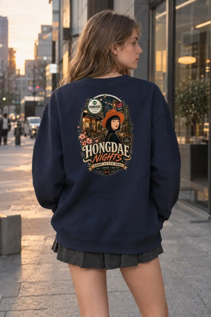 "Hongdae Nights" Heavy Blend Unisex Crewneck Sweatshirt | Gildan 18000