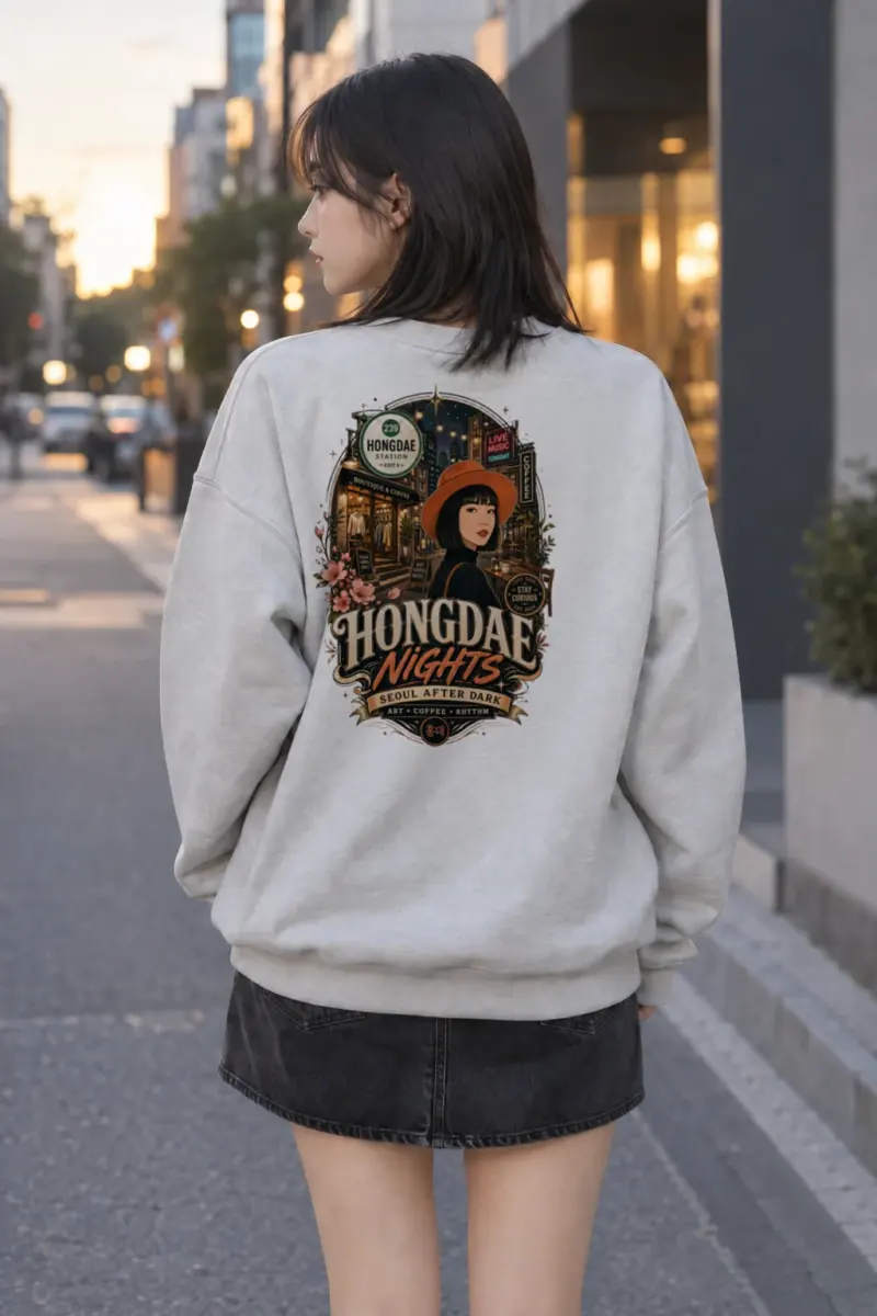 "Hongdae Nights" Heavy Blend Unisex Crewneck Sweatshirt | Gildan 18000