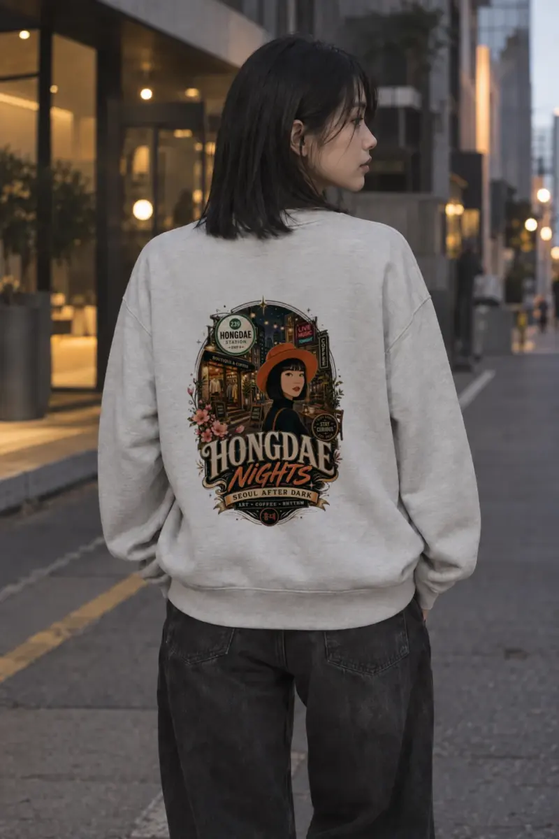 “Hongdae Nights” Heavy Blend Unisex Crewneck Sweatshirt | Gildan 18000